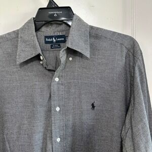 Ralph Lauren Blaire Button Down Shirt Mens Medium Black White‎ 100 Cotton